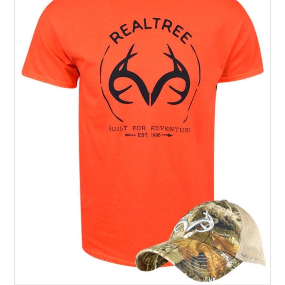 NEW Realtree Men’s Camo Cap and Tee Bundle
